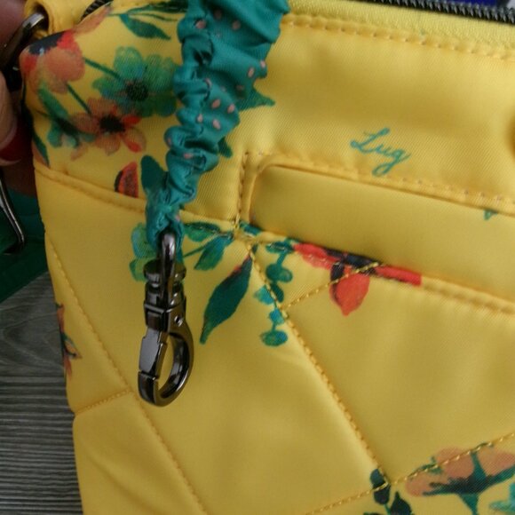 New LUG FLARE Yellow Bouquet RFID Crossbody Purse Bag Handbag NWOT Floral - Picture 7 of 13